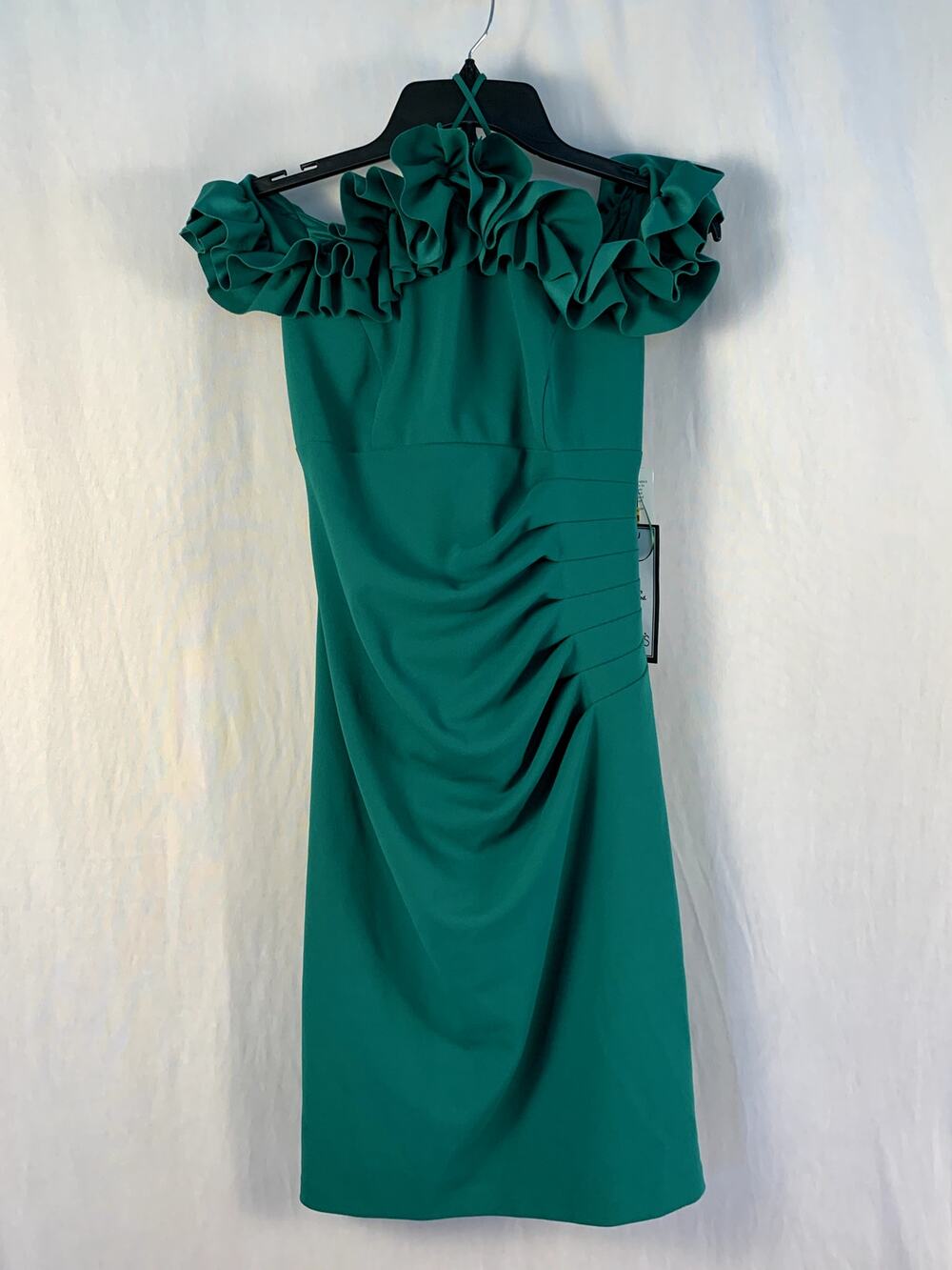 XSCAPE Petite Off-the-Shoulder Ruffle Dress – Green – Size 10P – NWT